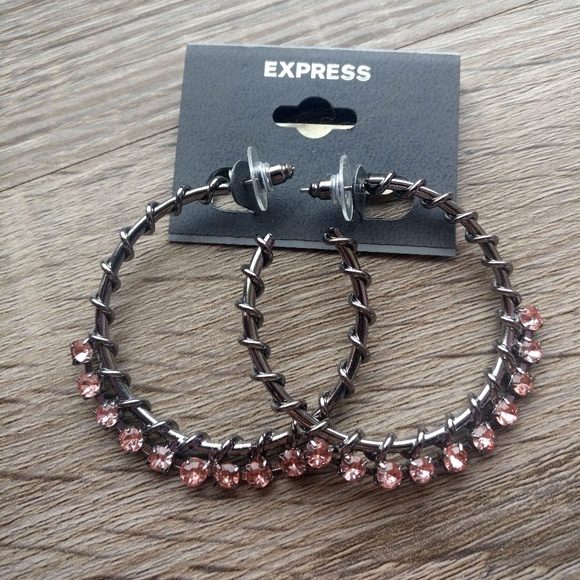 Express Jeweled Hoop Earrings one size - Picture 1 of 3